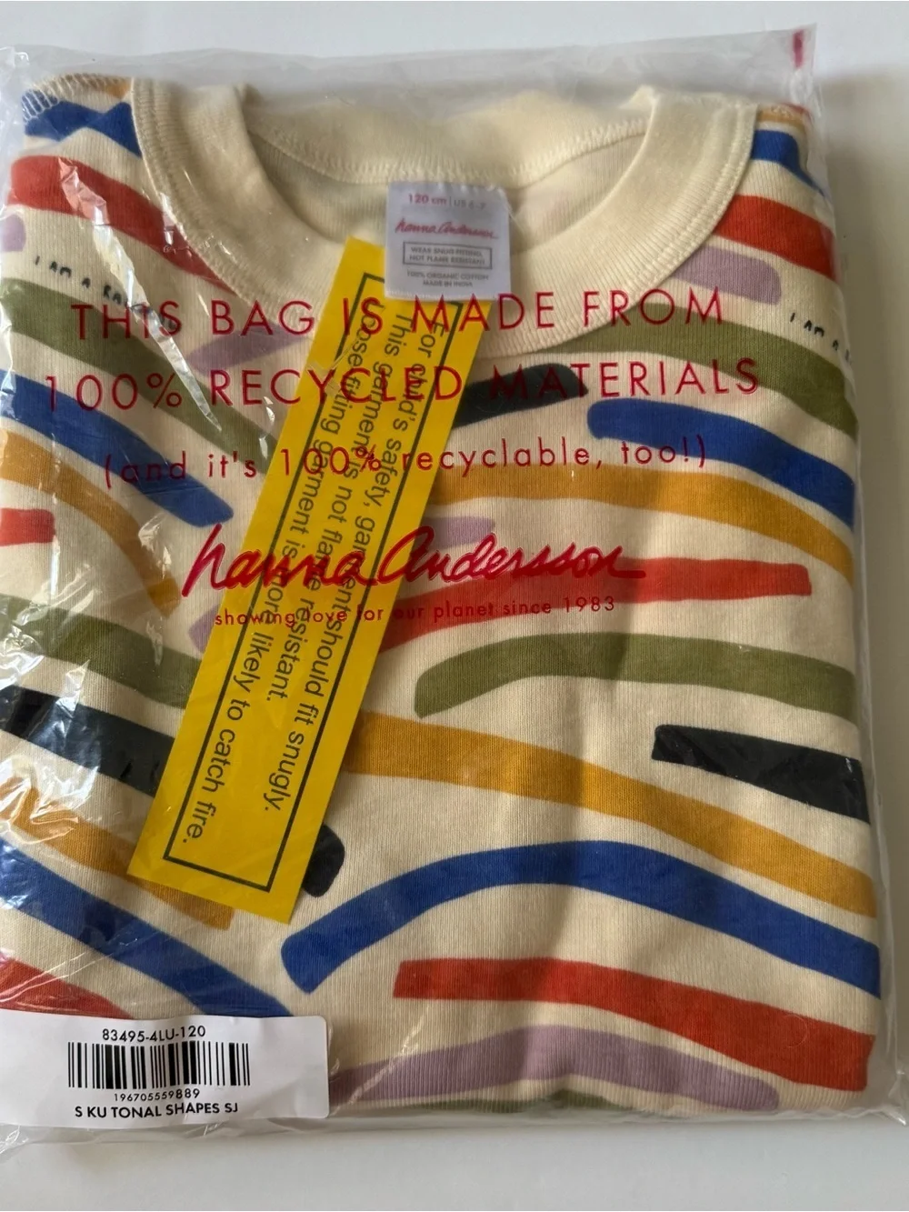 Hanna Andersson Kids Short John Rainbow Pajama Set 4T 5T 6-7 years